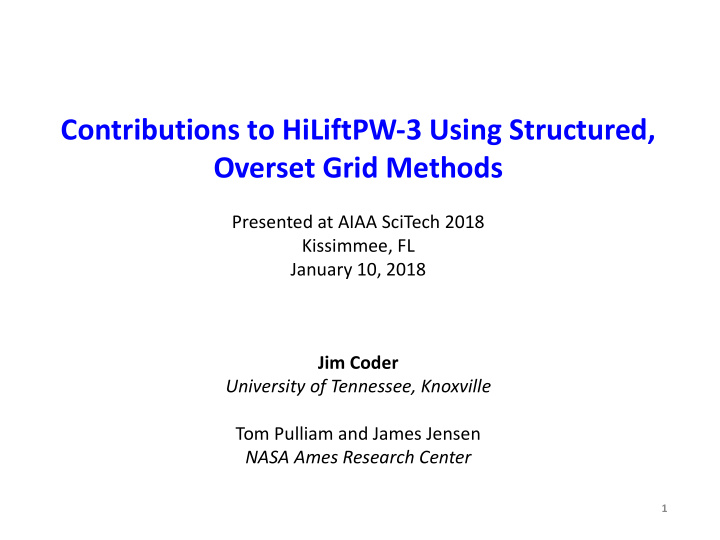 contributions to hiliftpw 3 using structured overset grid