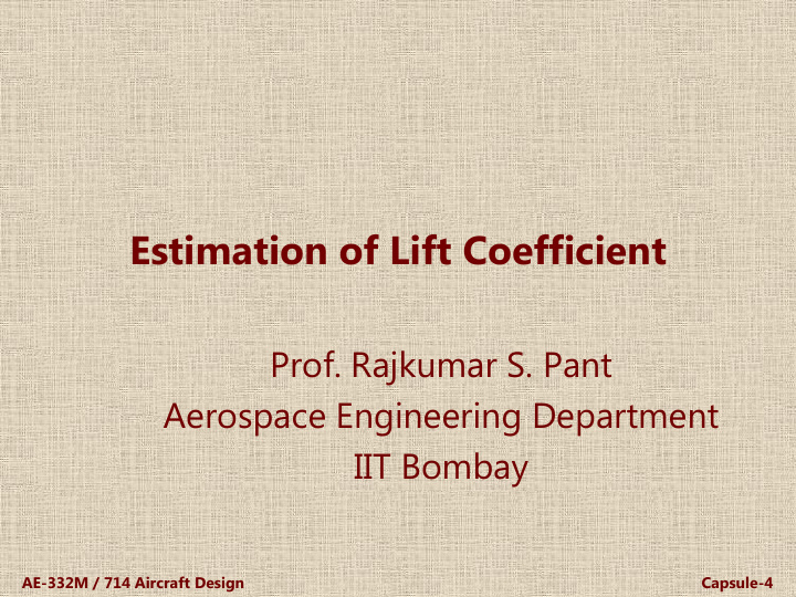 estimation of lift coefficient