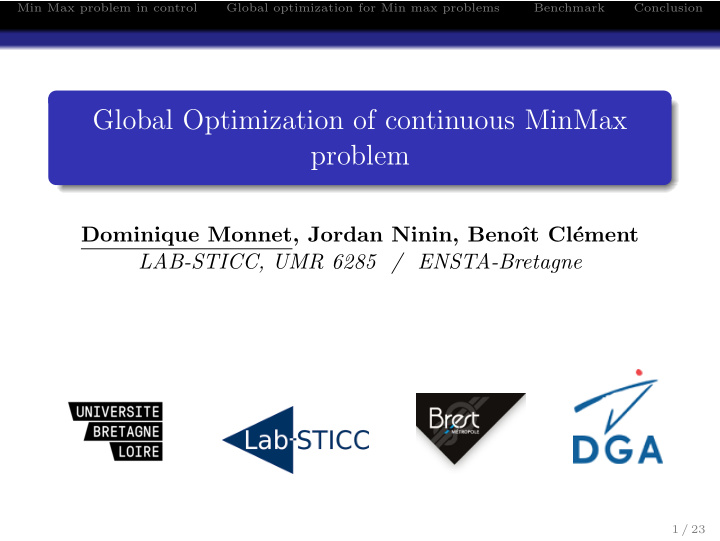 global optimization of continuous minmax problem