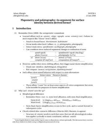 Flapometry and palatography: An argument for surface  identity between derived forms?  1