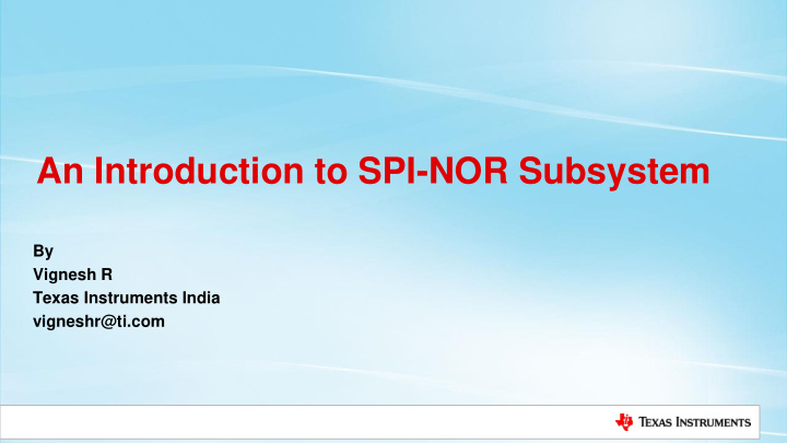 an introduction to spi nor subsystem
