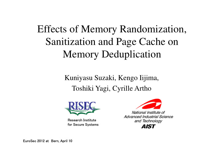 effects of memory randomization sanitization and page