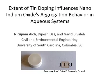 Extent of Tin Doping Influences Nano  Indium Oxides Aggregation Behavior in  Aqueous Systems