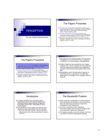 PERCEPTION  CMPT-TR-1997-15, School of Computing Science,  Simon Fraser University, 1997  To See