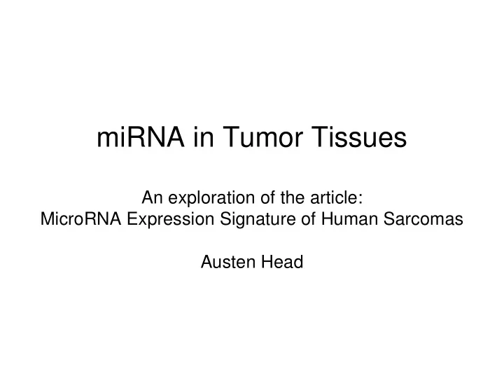 mirna in tumor tissues