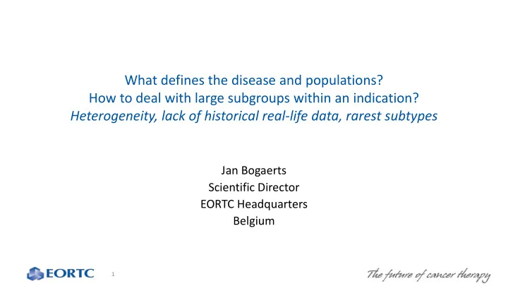what defines the disease and populations how to deal with