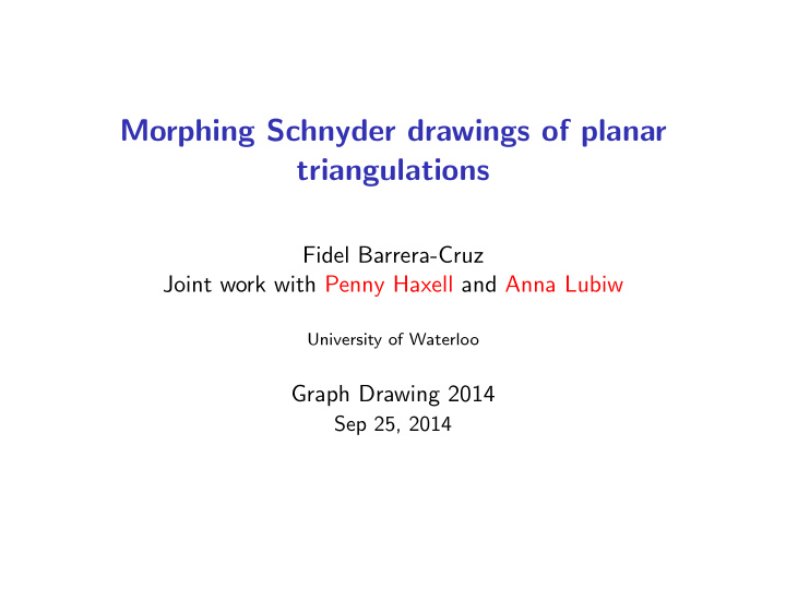 morphing schnyder drawings of planar triangulations