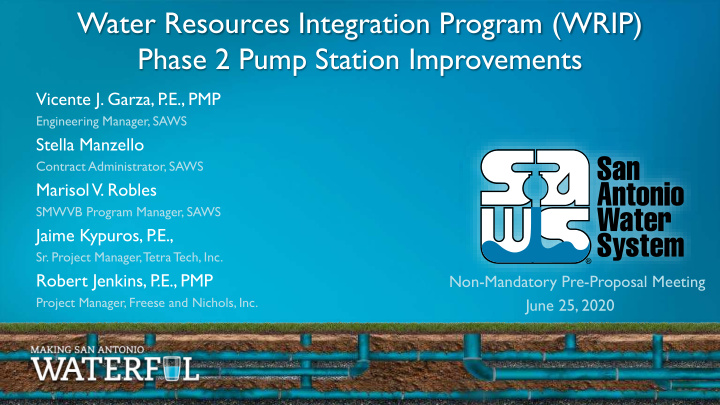 water resources integration program wrip phase 2 pump