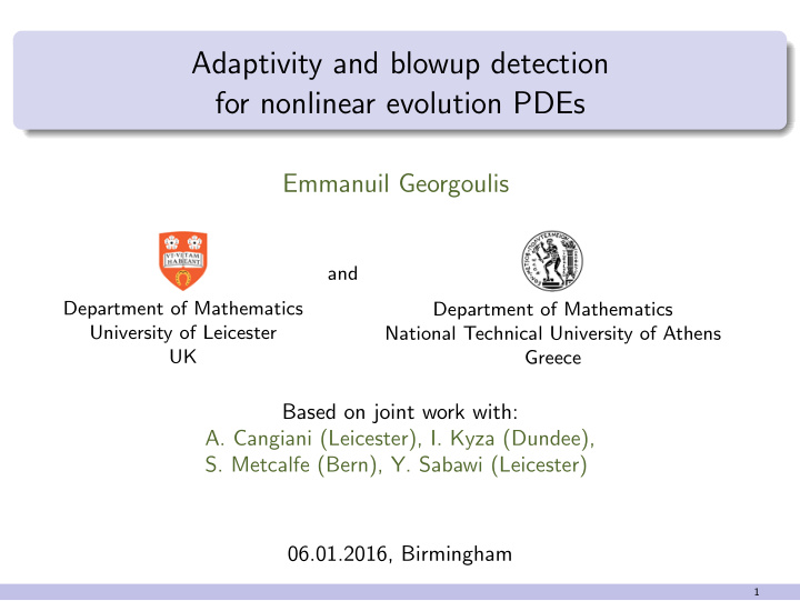 adaptivity and blowup detection for nonlinear evolution