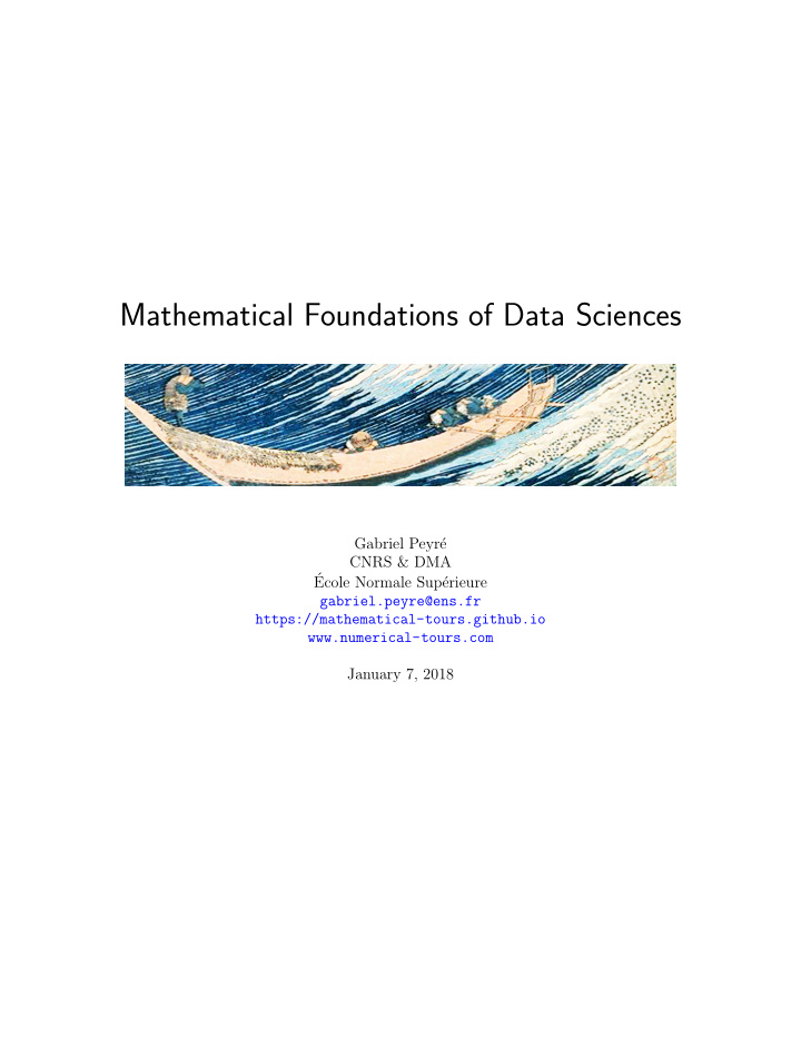mathematical foundations of data sciences