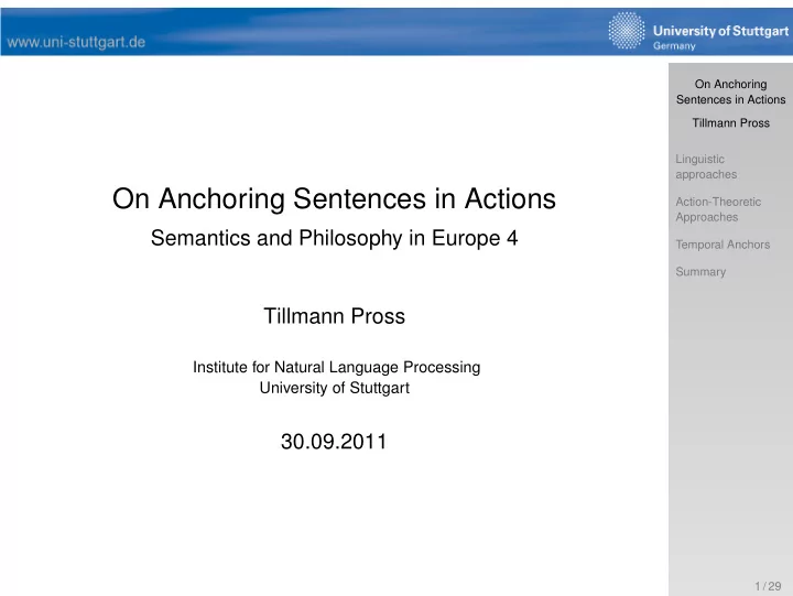 on anchoring sentences in actions