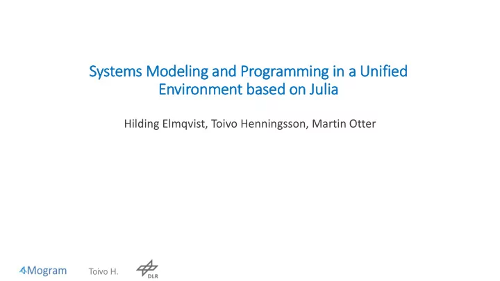 envir ironment based on ju julia lia