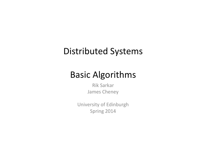 distributed systems basic algorithms