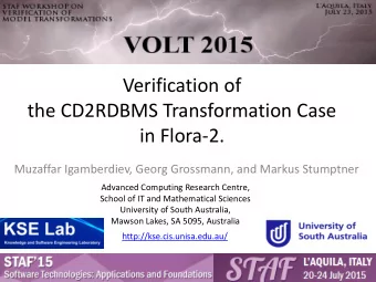 the CD2RDBMS Transformation Case  in Flora-2.  Muzaffar Igamberdiev, Georg Grossmann, and Markus