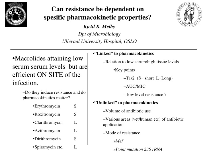can resistance be dependent on spesific pharmacokinetic