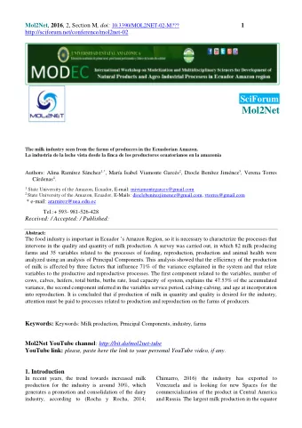 Mol2Net  The milk industry seen from the farms of producers in the Ecuadorian Amazon.  La industria