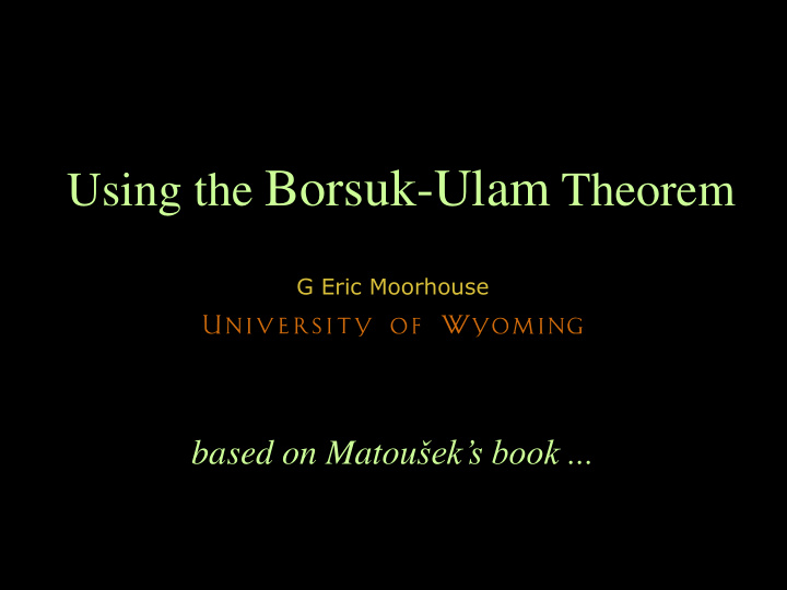 the borsuk ulam theorem