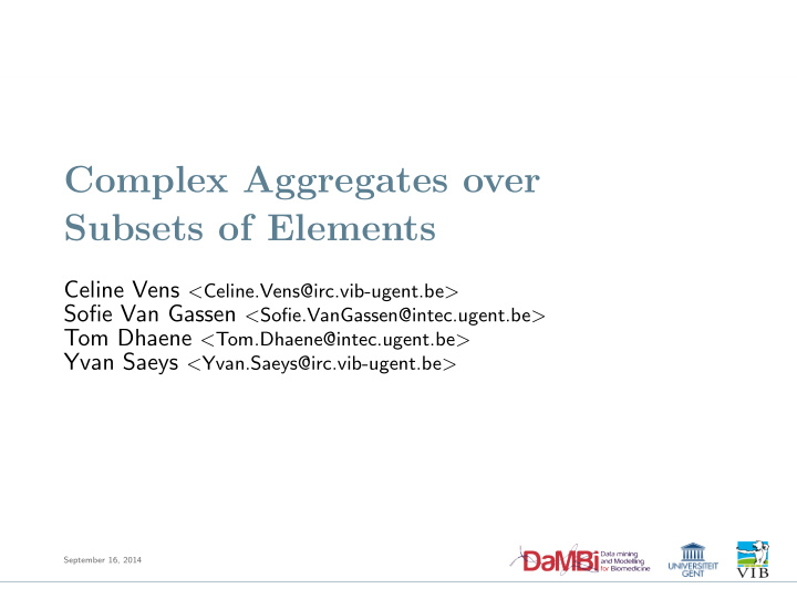 complex aggregates over subsets of elements