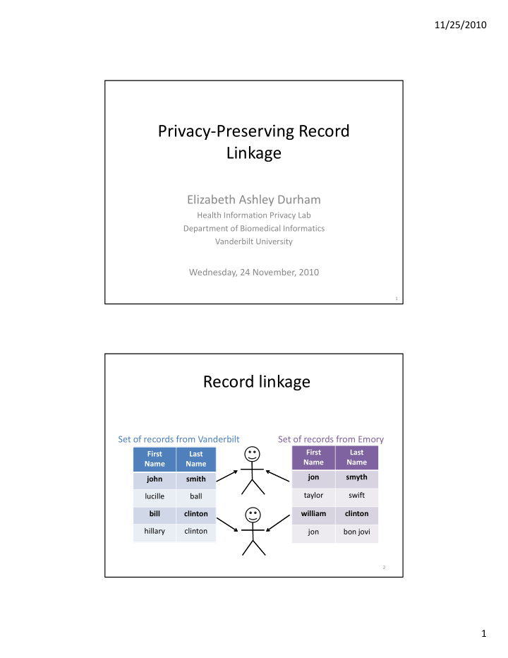 privacy preserving record linkage linkage