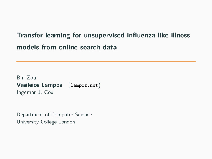transfer learning for unsupervised infmuenza like illness