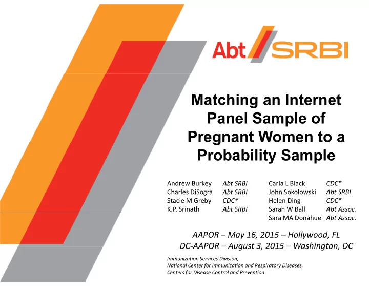matching an internet g panel sample of pregnant women to