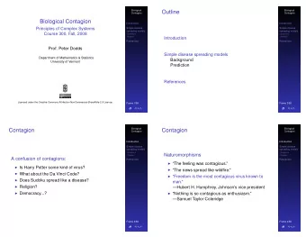 Outline  Contagion  Contagion  Biological Contagion  Introduction  Introduction  Principles of