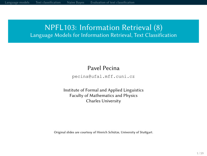 npfl103 information retrieval 8