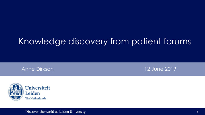 knowledge discovery from patient forums