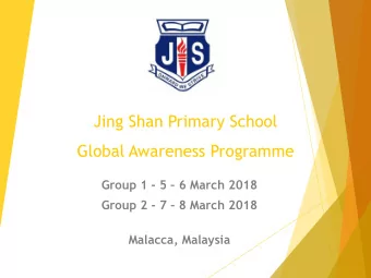 Global Awareness Programme Group 1 - 5  6 March 2018 Group 2 - 7  8 March 2018  Malacca,