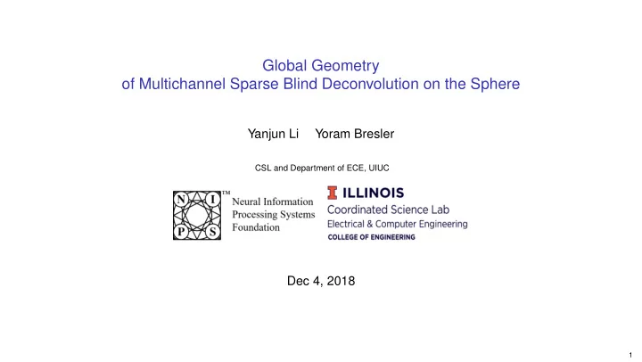 global geometry of multichannel sparse blind