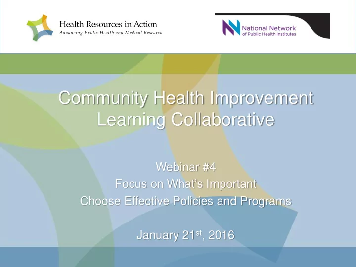 community health improvement learning collaborative