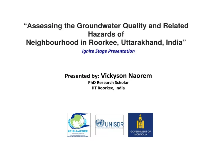 assessing the groundwater quality and related hazards of