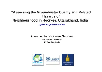 Assessing the Groundwater Quality and Related  Hazards of  Neighbourhood in Roorkee,