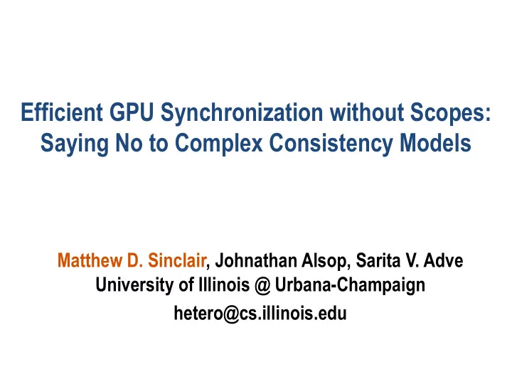 efficient gpu synchronization without scopes