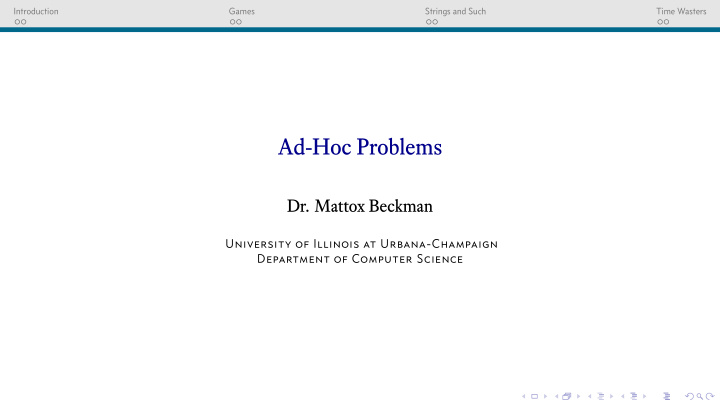 ad hoc problems