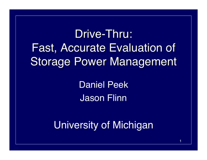 drive thru drive thru fast accurate evaluation of fast