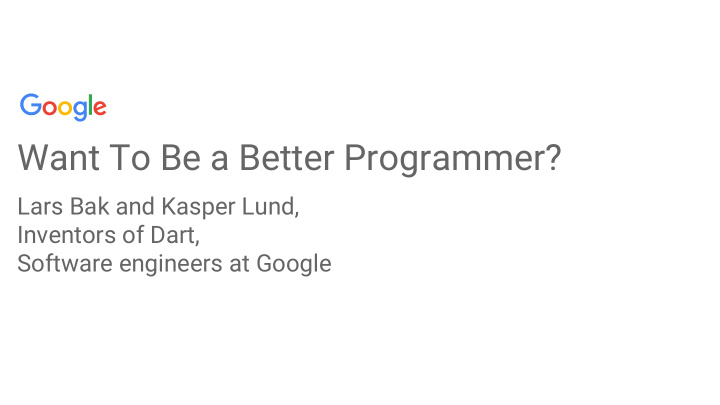 want to be a better programmer