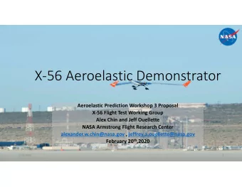 X-56 Aeroelastic Demonstrator  Aeroelastic Prediction Workshop 3 Proposal  X-56 Flight Test Working
