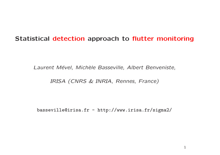 statistical detection approach to flutter monitoring