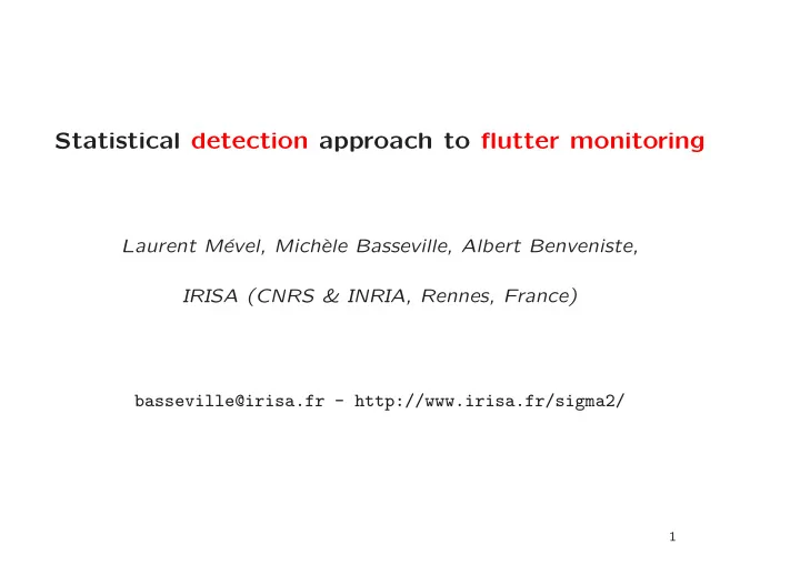 statistical detection approach to flutter monitoring