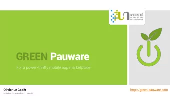 GREEN Pauware  For a power-thrifty mobile app marketplace  Olivier Le Goar