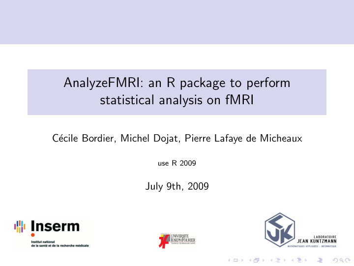 analyzefmri an r package to perform statistical analysis