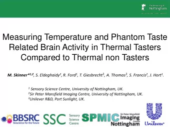 Measuring Temperature and Phantom Taste  Related Brain Activity in Thermal Tasters  Compared to