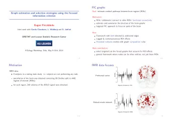 FIC graphs  Goal: estimate cerebral pathways between brain regions (ROIs)  Graph estimation and