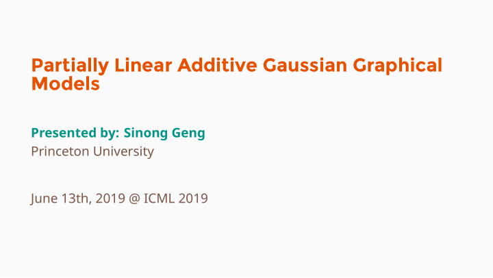 partially linear additive gaussian graphical models
