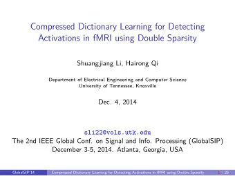 Compressed Dictionary Learning for Detecting  Activations in fMRI using Double Sparsity