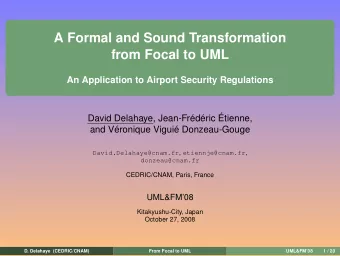 A Formal and Sound Transformation  from Focal to UML  An Application to Airport Security