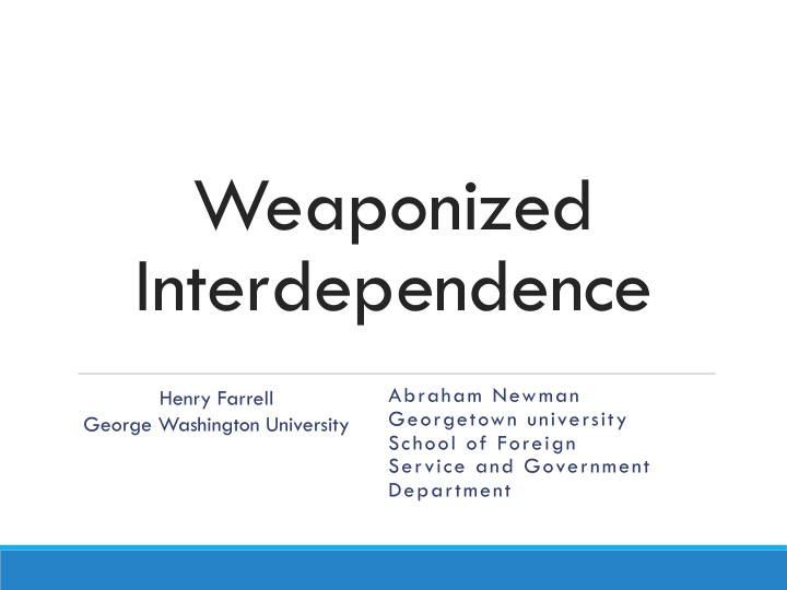 weaponized interdependence