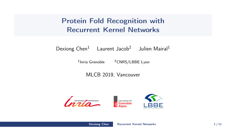 protein fold recognition with recurrent kernel networks