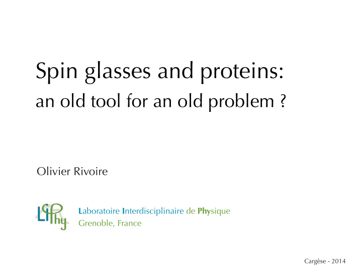 spin glasses and proteins